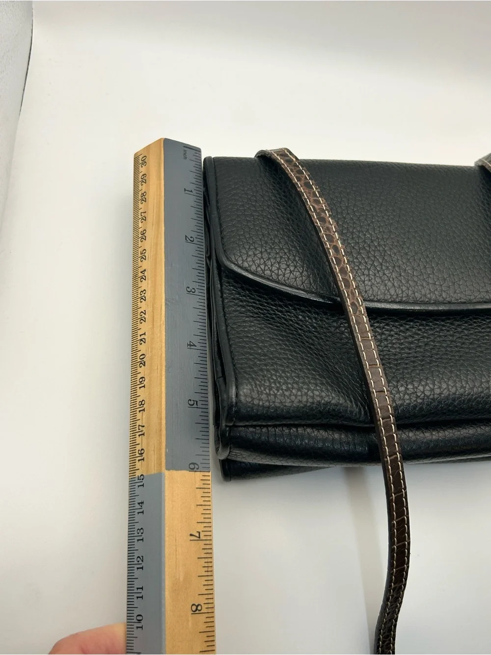 Brighton Vintage Pebble Leather Crossbody Purse Two-tone Black Brown Organizer - Picture 12 of 16